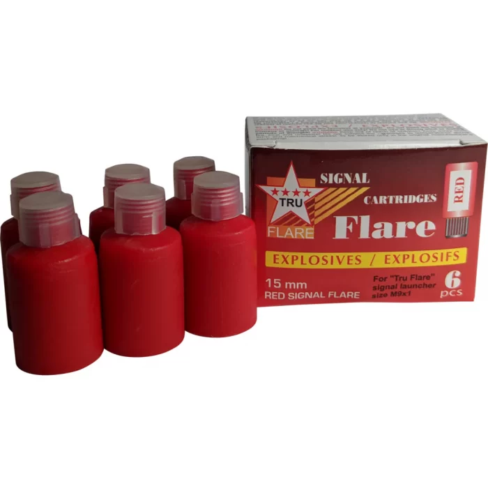 TRU FLARE 15MM RED SIGNAL FLARE - 6PCS