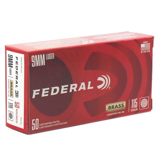 FEDERAL 9MM 115GR FMJ BRASS 50RDS